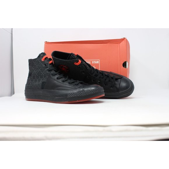 Men's Chuck 70 Hi Black/Black/Chile Red 170584C - Picture 2 of 8